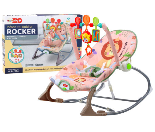 Rocking Chair Bouncer For Baby Vibration Sound Rocking Rocker Pink Lion