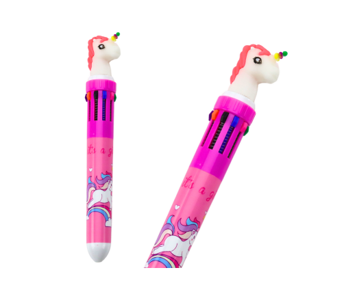 Multicolor Unicorn Automatic Pen 10 Pink