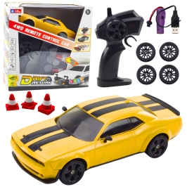 Drift Sports Car Interchangeable Wheels Remote Controlled RC 4WD Yellow Sport