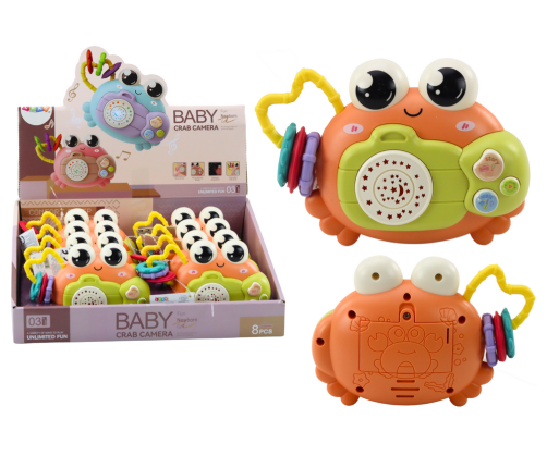 Crab Camera Rattle Projector Battery Powered Sounds Orange