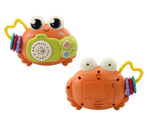 Crab Camera Rattle Projector Battery Powered Sounds Orange