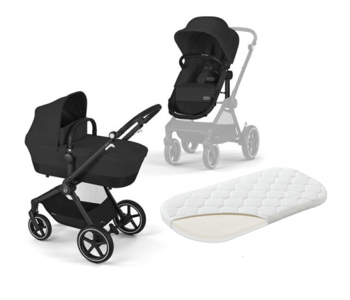 Cybex Eos Basic Moon Black + Fiki Miki Матрас в люльку Детская коляска 2в1