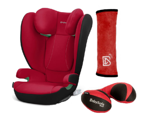 Cybex Solution B I-Fix Fotelik Samochodowy 15 - 50 kg Dynamic Red + Poduszka Podróżna + Nakładka na Pas