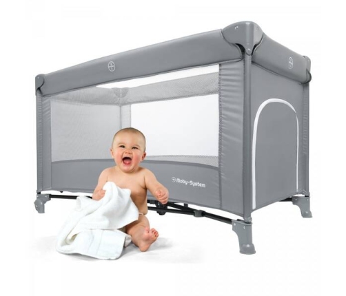 Moby System Łóżeczko Turystyczne Kojec Happy Traveller Basic Szare
