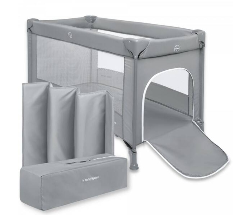 Moby System Łóżeczko Turystyczne Kojec Happy Traveller Basic Szare