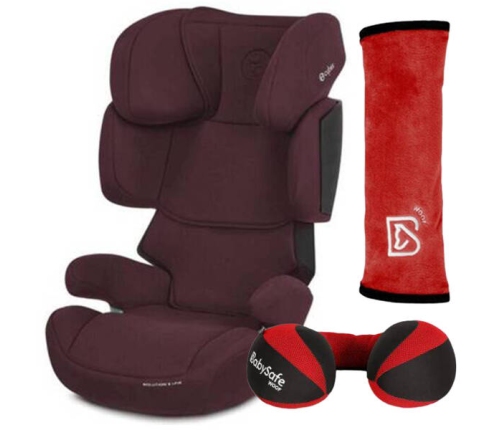 Cybex Solution X I-Fix Fotelik Samochodowy 15-50 kg + BabySafe Poduszka Podróżna + Babysafe Nakładka Na Pas Bezpieczeństwa  Rumba Red