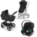 Cybex Eos Basic Moon Black + Aton B2 I-size + Fiki Miki Матрас в люльку Детская коляска 3 в 1