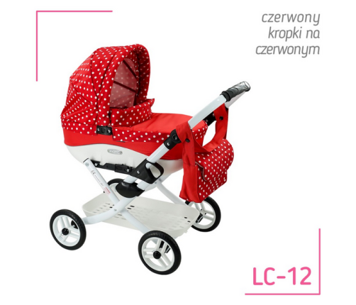 Adbor Lily Wózek dla Lalek Czerwone Kropki Lc-12