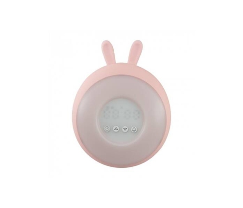 MARY'S Budzik z Lampką Nocną Led Rgb Różowy Królik