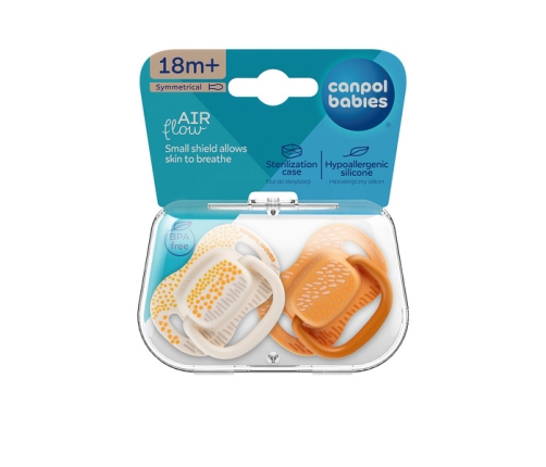 Canpol Babies Mountains Smoczek Uspokajający Silikon Symetryczny 18m+ 2 szt 34/932_yel Żółty