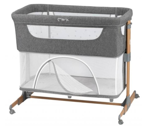 MoMi Smart Bed Łóżeczko Dostawne Kojec 4w1 Grey + Torba Transportowa