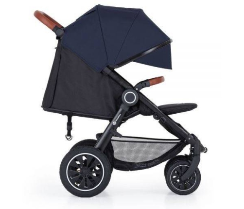 Petite&Mars Stelaż Wózka Spacerowego Street+ RWS Black + Budka Do Wózka Koła Gumowe Anthracite Blue