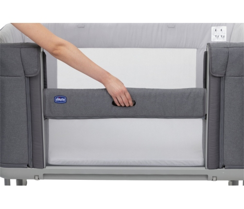 Chicco Next2Me Forever Łóżeczko Dostawne 3w1 do 22kg Slate Grey + Prześcieradło 2szt Pink Pois