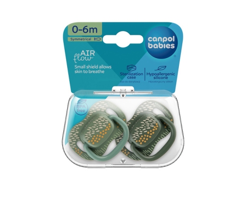 Canpol Babies Mountains Smoczek Uspokajający Silikon Symetryczny 0-6m  2 szt 34/930_gre Zielony