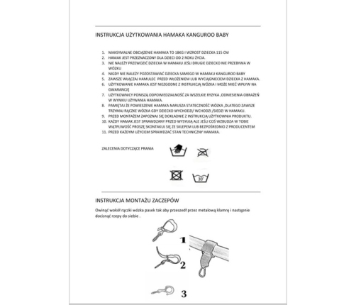 Kanguroo Baby Hamak do Wózka Czarny Marmur