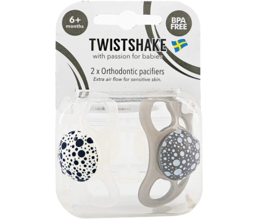 Twistshake Smoczek Uspokajający 6m+ Biało/Szare