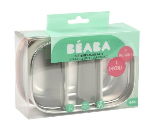 Beaba Lunchbox Ze Stali Nierdzewnej z Pokrywką i Osłoną Powder Pink