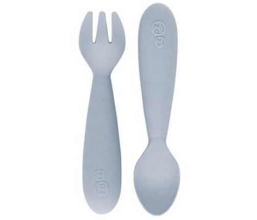 EZPZ Komplet Silikonowych Sztućców Mini Utensils Pastelowa Szarość