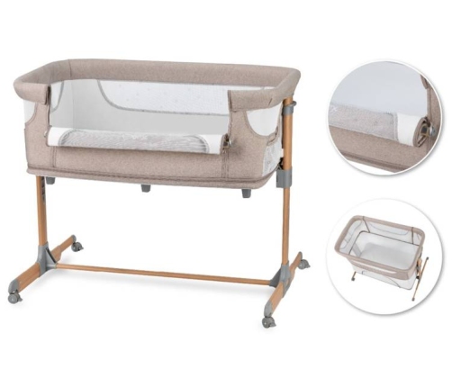 MoMi Smart Bed Łóżeczko Dostawne Kojec 4w1 Grey + Torba Transportowa