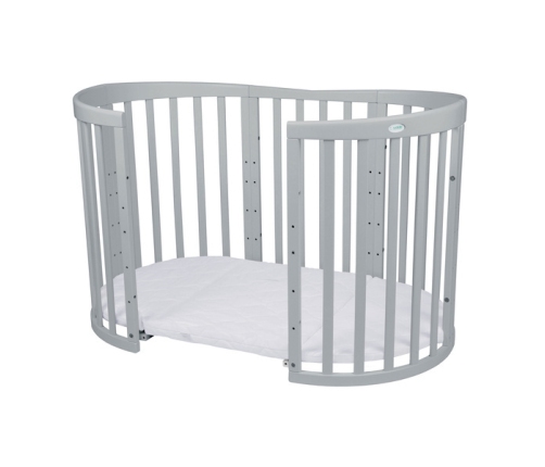 Waldin Łóżeczko Dziecięce Owalne 7w1 z Materacem Szare