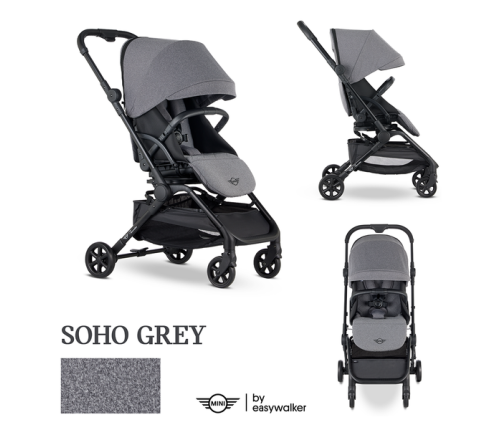 Mini by Easywalker Buggy Turn Kompaktowy Wózek Spacerowy z Obrotowym Siedziskiem 360 Soho Grey