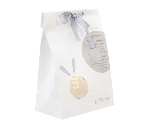 Piapimo HandyBlanky Kocyk Bambusowy 80x100cm Literki Szary i Piaskowy