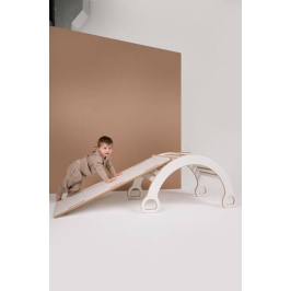 Tupti.wood 2w1 Duży Bujak Montessori + Duża Zjeżdżalnia Drabinka Biała