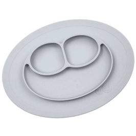 EZPZ Silikonowy Talerzyk Z Podkładką Mały 2w1 Mini Mat Pastelowa Szarość