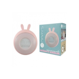 MARY'S Budzik z Lampką Nocną Led Rgb Różowy Królik