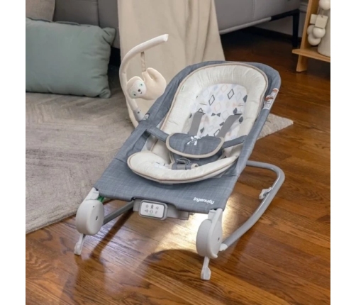 Ingenuity Happy Belly Rock-to-Bounce Parker Grey Šūpuļkrēsliņš