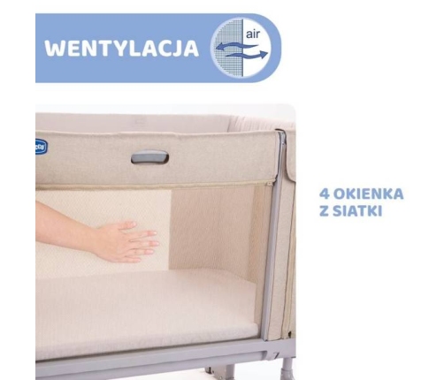 Chicco Next2Me Forever Łóżeczko Dostawne 3w1 do 22kg Moon Grey + Prześcieradło 2szt Pink Pois