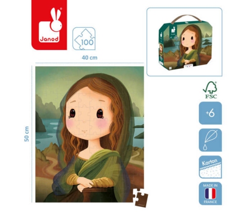 Janod Puzzle w Walizce Obraz Inspirowany Twórczością Da Vinci 100 Elementów 6+