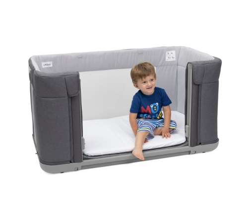 Chicco Next2Me Forever Łóżeczko Dostawne 3w1 do 22kg Slate Grey + Prześcieradło 2szt Pink Pois