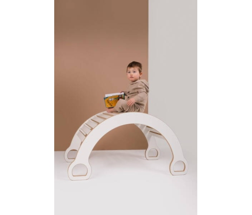 Tupti.wood 2w1 Duży Bujak Montessori + Duża Zjeżdżalnia Drabinka Biała