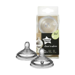 Tommee Tippee Smoczek Silikonowy do Butelki, 2szt. 0+ Wolny Przepływ Tommee Tippee Smoczek Silikonowy do Butelki, 2szt. 0+ Wolny Przepływ