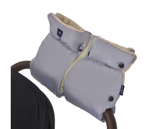 Zaffiro Mufka do Wózka Dwuczęściowa Beżowa Wełna Premium + Melanż Grafitowy