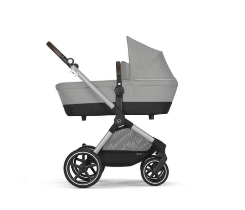 Cybex Eos Lux Wózek Głęboko-Spacerowy Rama Silver Stone Grey+ Aton B2 i-Size Fotelik 0-13kg + Baza One Volcano Black
