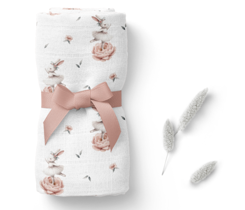 Bocioland Pieluszka Bambusowa 110x110cm Króliczki