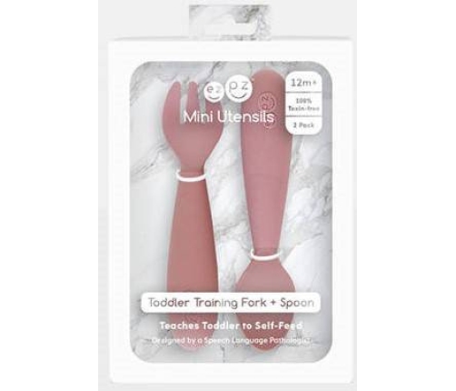 EZPZ Komplet Silikonowych Sztućców Mini Utensils Pastelowy Róż