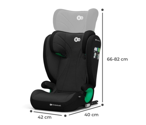 Kinderkraft Junior Fix 2 I-Size Fotelik Samochodowy 15-36kg 100-150cm Graphite Black