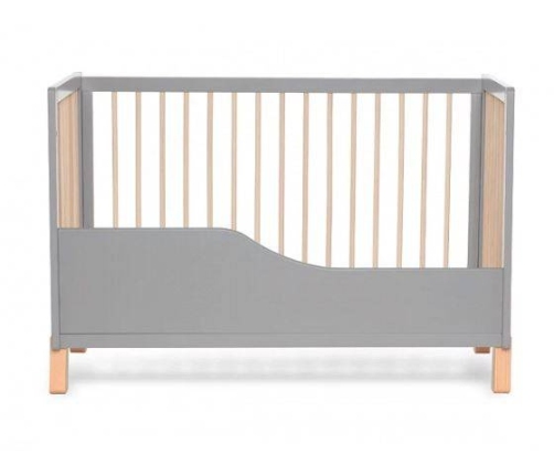 Kinderkraft Lunky XL Łóżeczko Drewniane Barierka Grey