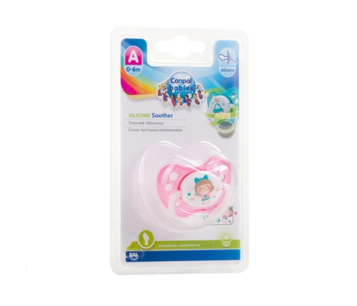 Canpol Babies Smoczek Uspokajający Silikonowy Ortodontyczny 0-6 m-cy Toys Mix Kolorów