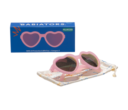 Babiators Heart Frosted Pink Polaryzacja P-HRT503-S Rozmiar 0-2+ Purple Mirrored Lens