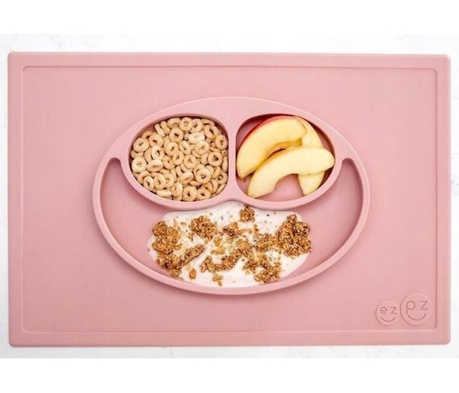 EZPZ Happy Mat Silikonowy Talerzyk z Podkładką 2w1 Pastelowy Róż