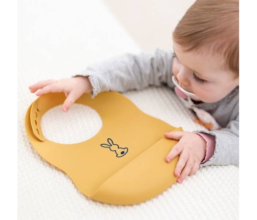 Nattou Śliniak Silikonowy z Zapięciem, bez BPA Ochra