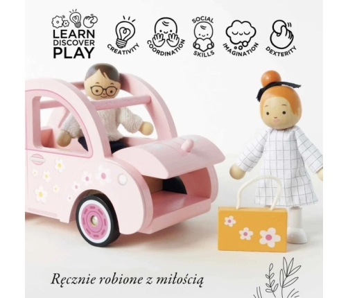 Le Toy Van Różowy Samochód Drewniany dla Dziewczynki Sophie