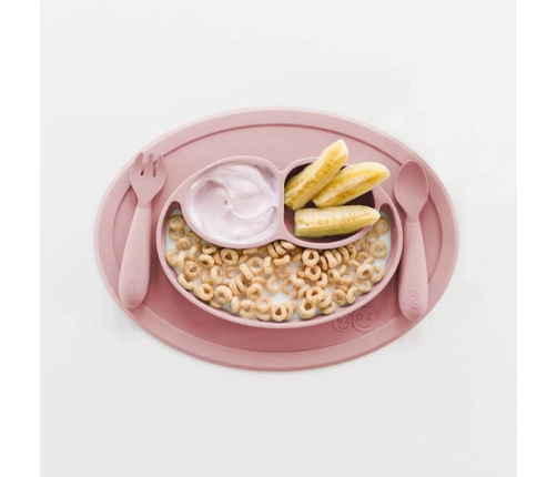 EZPZ Komplet Silikonowych Sztućców Mini Utensils Pastelowy Róż