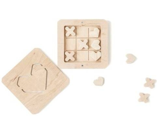 Drewniana Zabawka Kółko Krzyzyk Miłość Naturalny Babai XO-LOVE