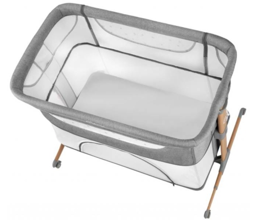 MoMi Smart Bed Łóżeczko Dostawne Kojec 4w1 Grey + Torba Transportowa