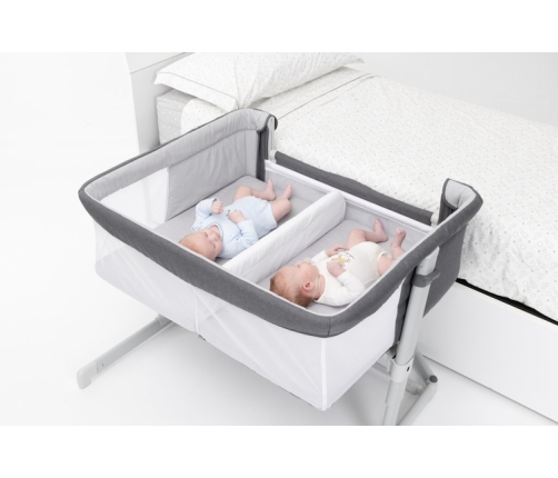 Chicco Next2Me Twins Łóżeczko Dostawne dla Bliźniąt Magnet Grey